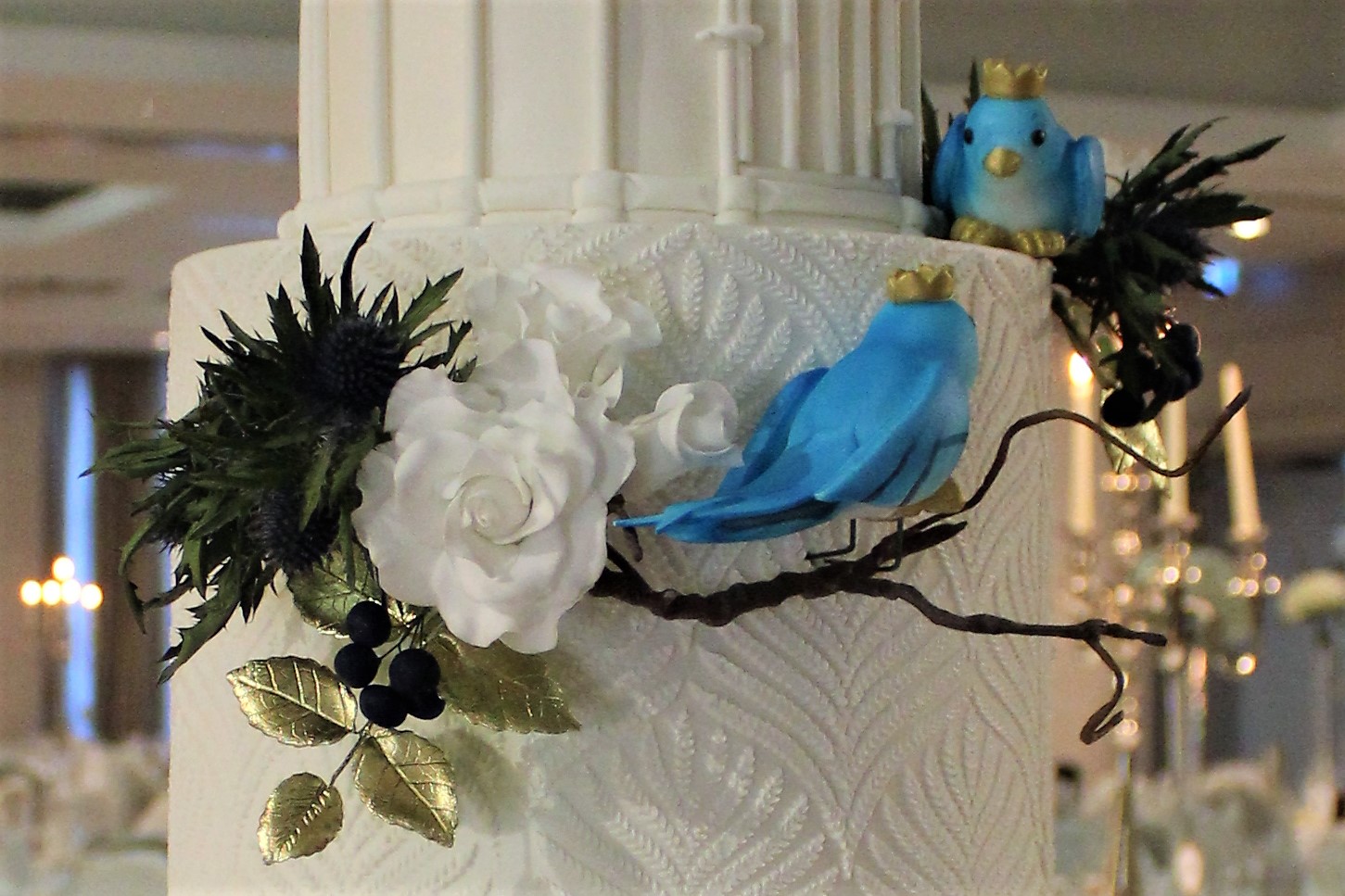Close-up of two fondant birds